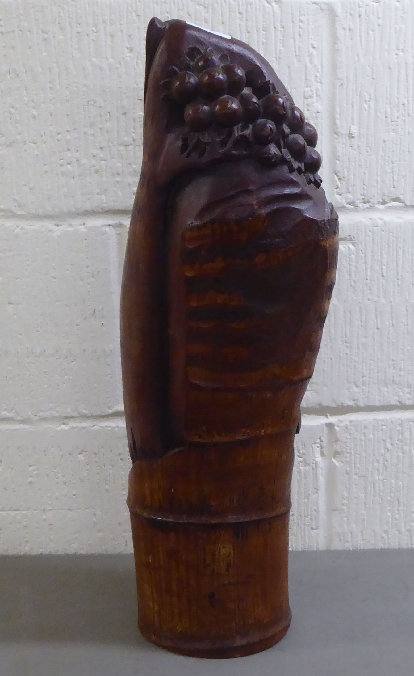 A 20thC Asian softwood carving, depicting figures presenting gifts  23"h - Image 4 of 5