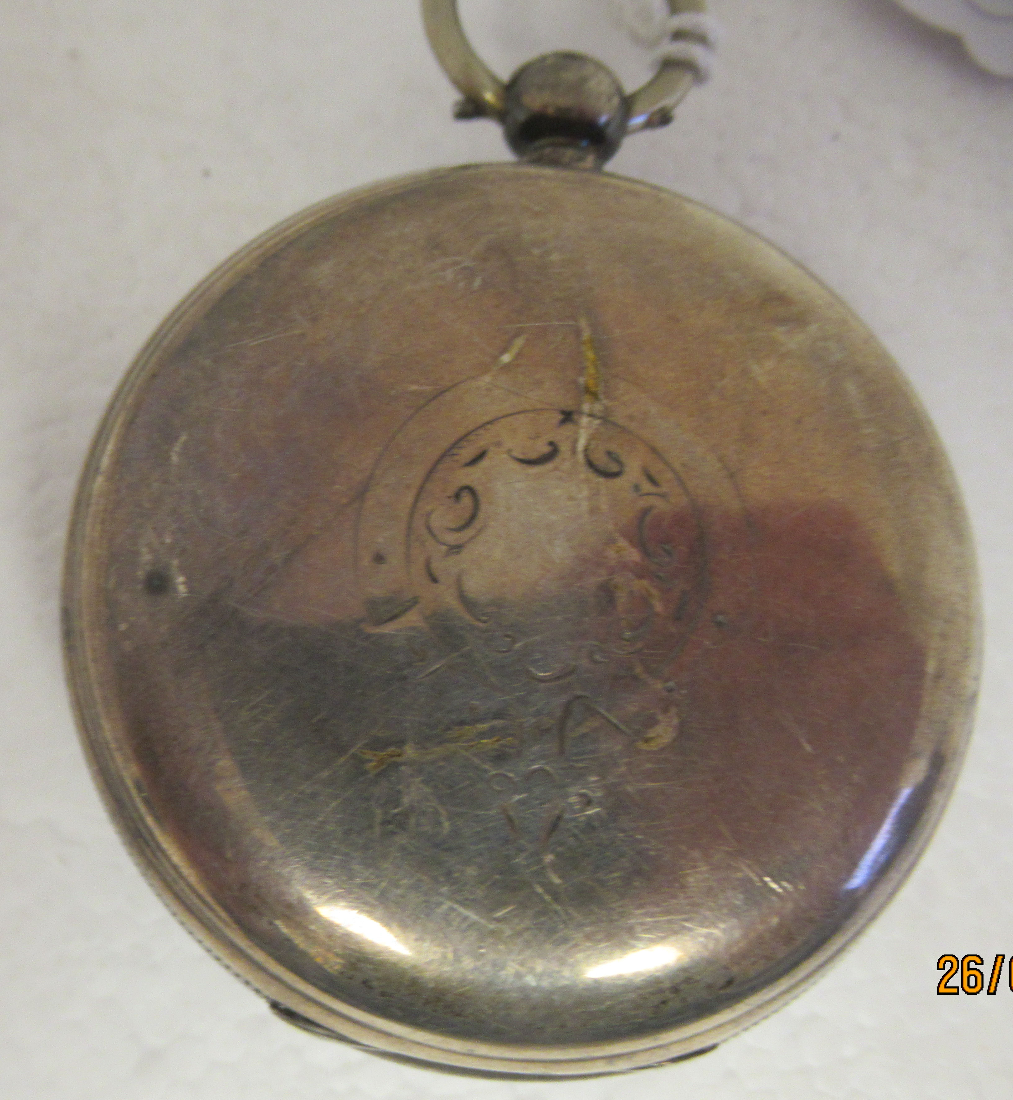 A silver cased pocket watch, the verge movement faced by an engine turned dial with gilded Roman - Image 2 of 6