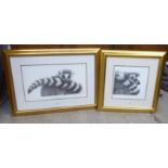 After Gary Hodges - two studies of lemurs  Limited Edition 800 print  bearing pencil signatures
