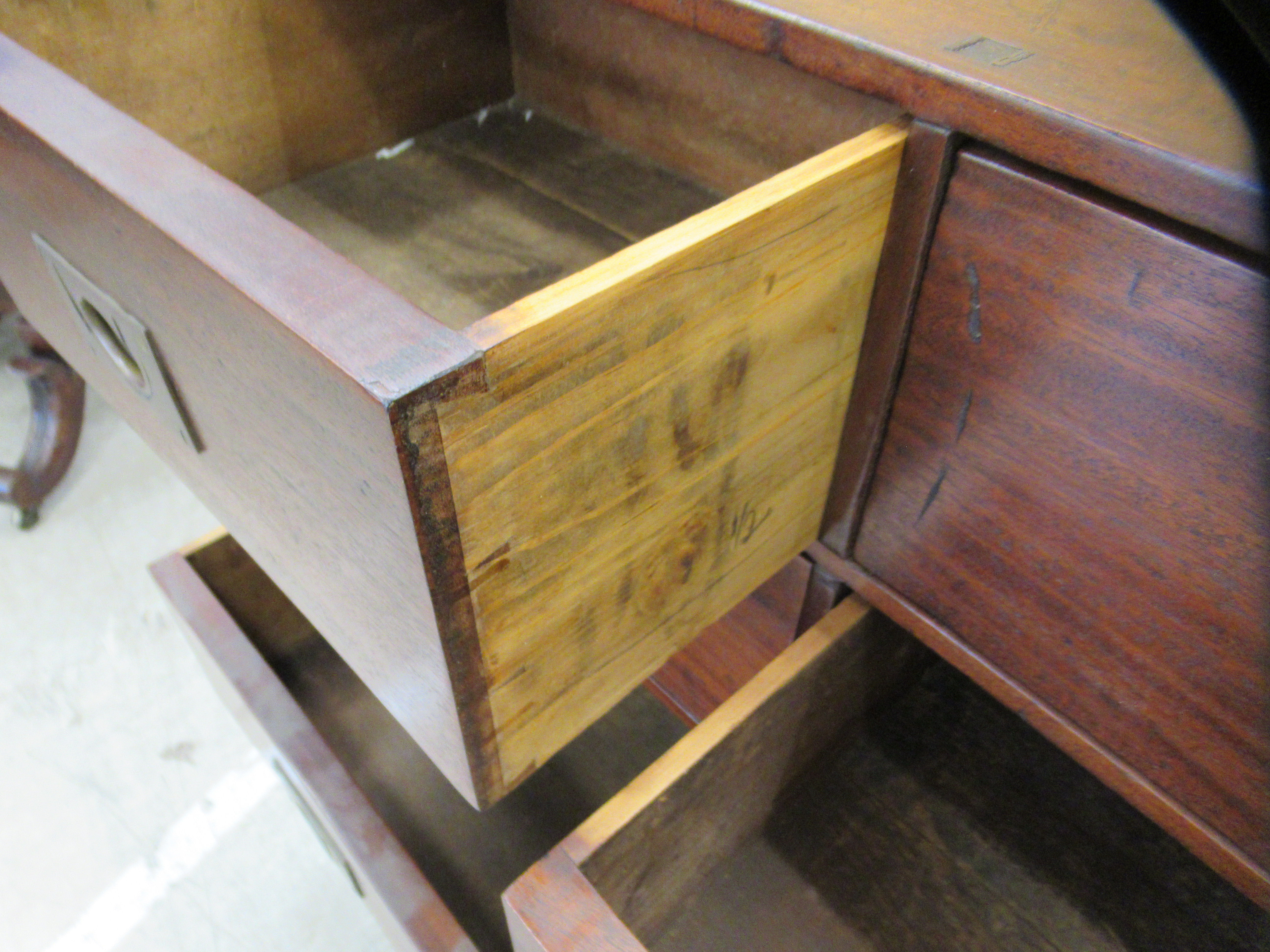 An early 20thC Chinese stained pine sixteen drawer cabinet, on a plinth  30"h  63"w - Image 4 of 5