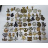 Approx. fifty military cap badges and other insignia, some copies: to include Dorsetshire;