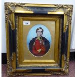 A Georgian/Victorian half-length portrait, a British General  overpainted print  8" x 5.5"  framed