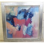 An unidentified artist - an abstract  coloured print  38"sq  framed