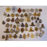 Approx. fifty military cap badges and other insignia, some copies: to include The Loyal Regiment;