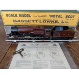 A Bassett-Lowke O gauge model 4-6-0 locomotive 'Royal Scot' and tender, in black and maroon LMS