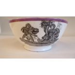 An early 19thC pink lustre china commemorative bowl, celebrating 'peace and the restoration of Louis