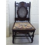 A late 17th/18thC Portuguese rosewood framed side chair with a carved crest and splat between
