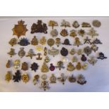 Approx. fifty military cap badges and other insignia, some copies: to include York & Lancaster;