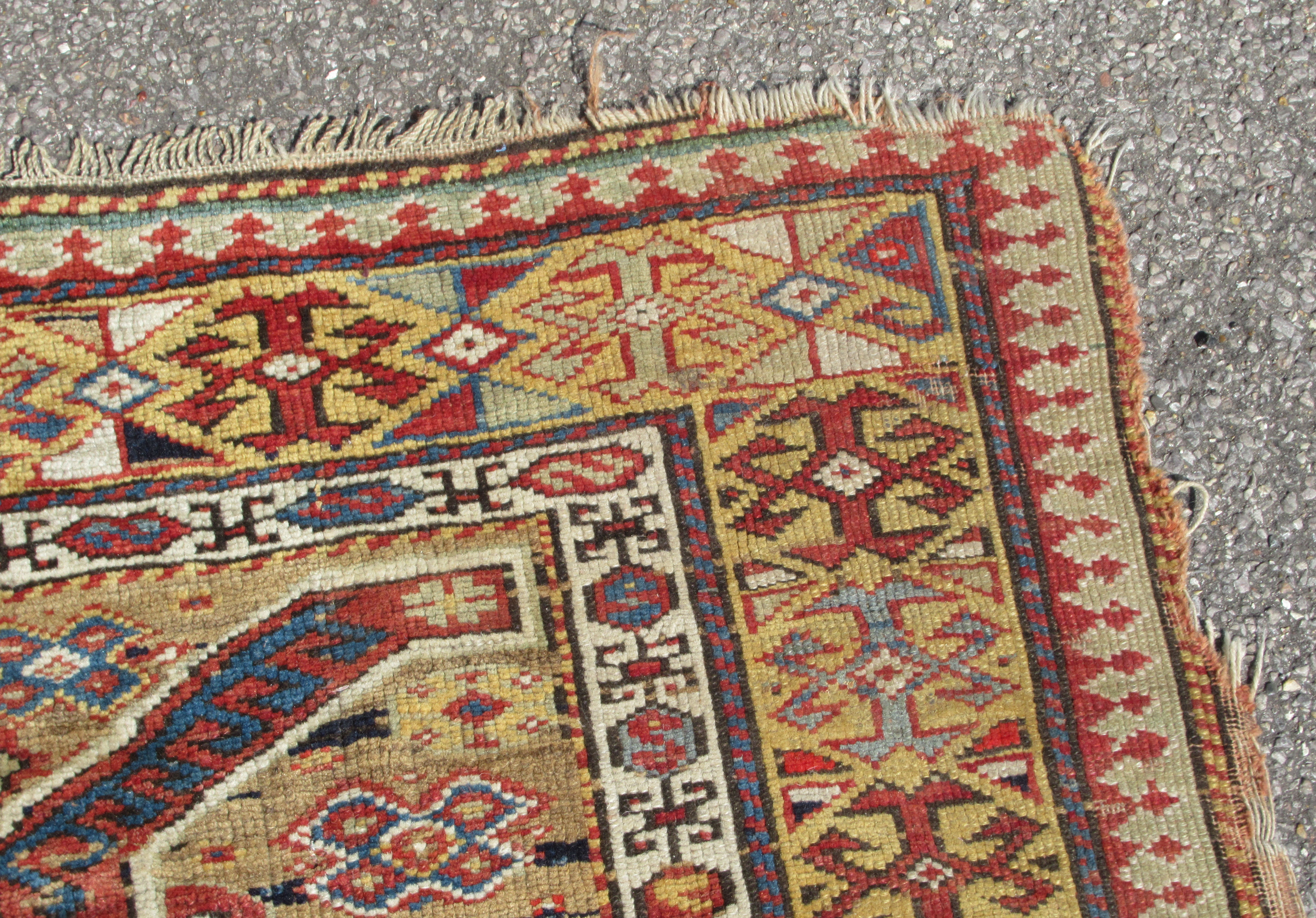 A Turkish rug, having a sunburst design within broad borders  60" x 47" - Image 4 of 5