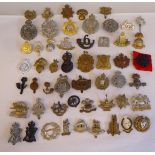 Approx. fifty military cap badges and other insignia, some copies: to include Royal Dublin