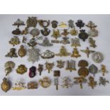 Approx. fifty military cap badges and other insignia, some copies: to include RNAS; Army Education