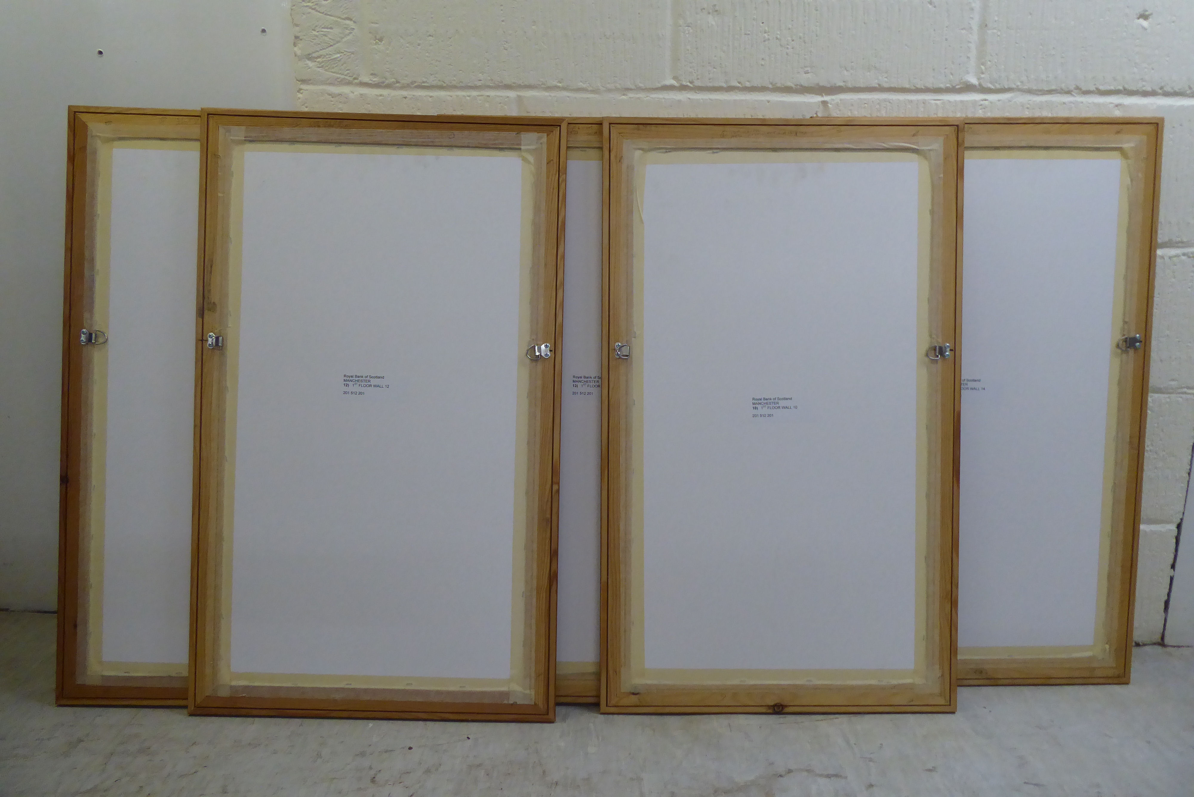 A set of five coloured abstract prints  13" x 27"  framed - Image 5 of 5