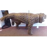 A vintage Continental carved wooden papier mache mould, fashioned as a mongrel dog  15"h