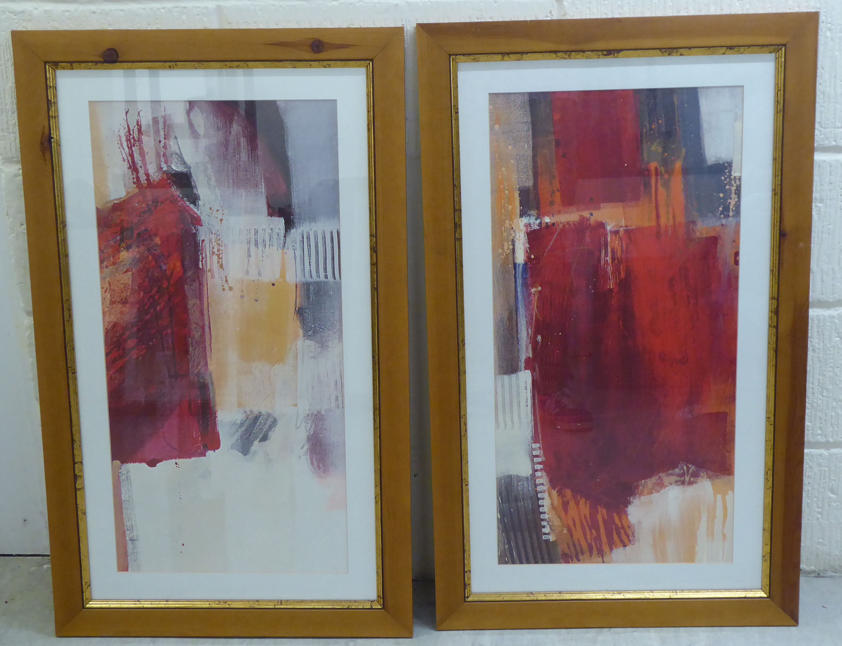 A set of five coloured abstract prints  13" x 27"  framed - Image 3 of 5