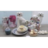 Domestic and decorative china: to include a Carlton Ware, three piece cruet; a Suzie Cooper trio;