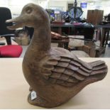A vintage carved wooden papier mache mould, fashioned as a duckling  14"h