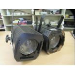 A pair of Pulsar 650w Fresnel/Pebble convex stage lights