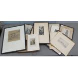 19thC monochrome etchings and prints, some framed: to include works after Haeburn-Little  mixed