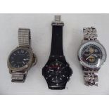 Three variously cased and strapped wristwatches