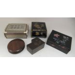 Five various 18th-20thC trinket and cigarette boxes: to include an Oriental lacquered and painted