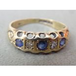 A Victorian 9ct gold sapphire and diamond set ring