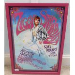 A reproduced print, David Bowies Ziggy Stardust Tour poster  16" x 23"  framed