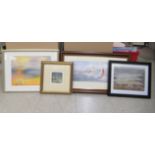 Framed pictures and prints: to include EJ Barnard - 'Round the Goodwins'  watercolour  bears a