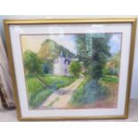 Christopher Prewett - 'The Chateau'  watercolour  bears a signature  25" x 30"  framed