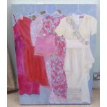 G Flemming - 'Hanging Dresses'  oil on canvas  bears a signature  30" x 40"