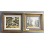 Two works by Gerald Hughes - landscapes of Marlow  oil on board  bearing signatures  5" x 6"