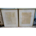After Rodin - 'Dancer' and 'Nude Lady'  prints  bearing blindstamps for Procede Jacomet  11" x