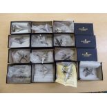 Fourteen Royal Hampshire pewter model aeroplanes: to include a Lancaster  boxed