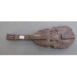 A vintage carved wooden papier mache mould, fashioned as a fiddle  22"h