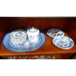Meissen style china: to include a set of nine Blue Danube pattern plates  7"dia