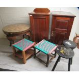 Small furniture: to include two similar early 20thC painted pine milking stools
