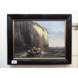 Early 20thC British School - 'Sailing offshore'  oil on canvas  11" x 15"  famed