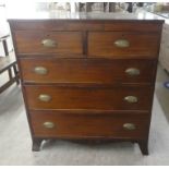 A late Victorian mahogany five drawer dressing chest, raised on bracket feet  42"h  38"w