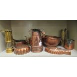 Antique copper and brassware: to include a half gallon jug measure; and an W Thomas & Williams,