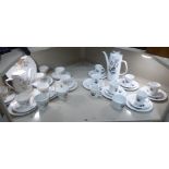 A Bavarian Leftmann Weider china Monika pattern tea set  comprising six place settings and a cake