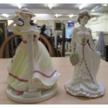 Two Coalport china figures, viz. Ladies of Leisure 'Precious Moments'  9.5"h; and 'Golden Age'  8.