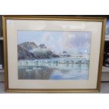 Fred Fitzgerald - a glacial landscape  watercolour  bears a signature  15" x 22"  framed