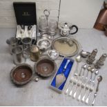 Silver plated tableware: to include a two piece cruet