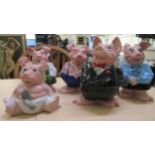 A family of five Wade china NatWest pigs  largest 8"h