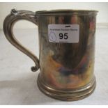 A silver one pint mug with a hollow handle  Birmingham 1938
