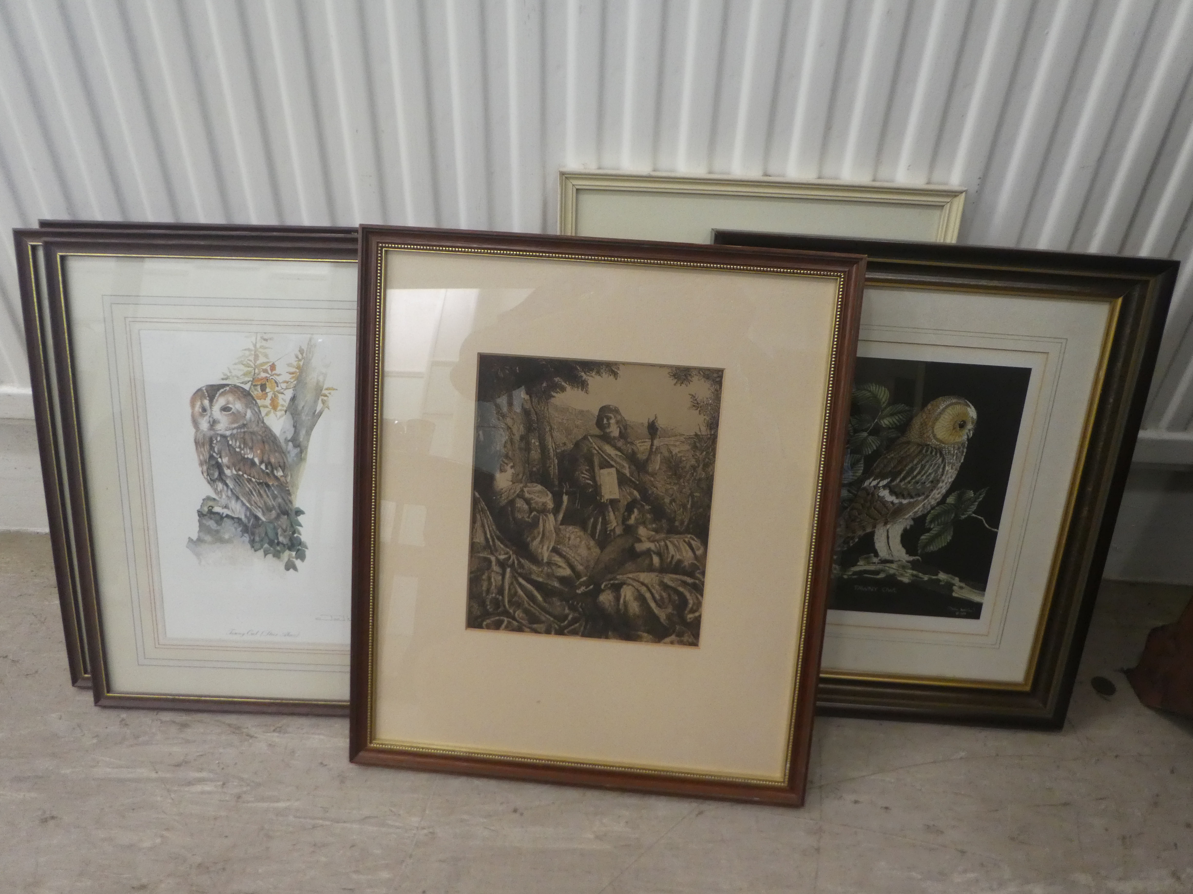 Framed pictures and prints: to include after Joel Kirk - 'Owls'  print  7" x 9" - Image 4 of 5