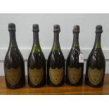 Five bottles of Moet & Chandon Champagne Curvee Dom Perignon, vintage 1973, 1975, 1976, 1978 and