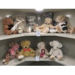 Seven Merrythought Teddy bears: to include 'Jeremy'  10"h; and three others, various makers