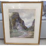 Fred Fitzgerald - 'Raven Fjord, Loen Lake'  watercolour  bears a signature  14" x 16"  framed