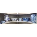 Blue and white china: to include a Spode Italian pattern leaf shaped dish  7"w