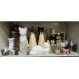 Various ceramic and other models of cats: to include a seated Siamese  12"h; and another 14"h